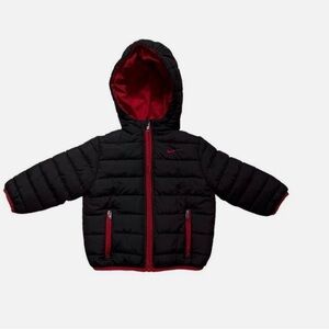 Kids NIKE Black and Red Hooded Puffer Jacket Size 24 months